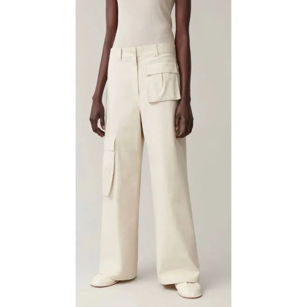 ✨COS Cotton Cargo Sz 4 Trousers in Cream Beige✨